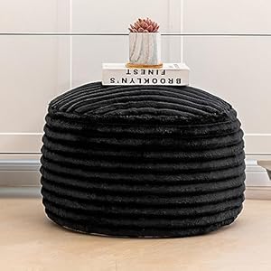 Asuprui pouf ottoman unstuffedottoman foot rest floor pouf round pouf seat floor bean bag chairfoldable floor chair storage for living room bedroom black stripe pouf cover  urban country home decor