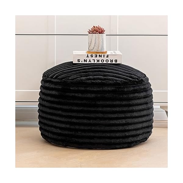 Asuprui pouf ottoman unstuffedottoman foot rest floor pouf round pouf seat floor bean bag chairfoldable floor chair storage for living room bedroom black stripe pouf cover  urban country home decor