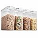 4 Pack Airtight Cereal & Dry Food Storage Container - BPA Free Plastic Kitchen and Pantry Organization Canisters for, Flour, Sugar, Rice, Nuts, Snacks, Pet Food & More (4L, 16.9 Cup, 135.5 Ounce