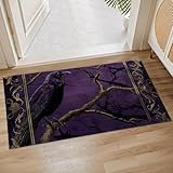 Plistiz Gothic Raven Indoor Door Mat, 17x29.5 Inch, Floor Area Rug for Entryway, Living Room, or Bathroom, Non-Slip Doormat, Goth Home Decor Rug Gifts