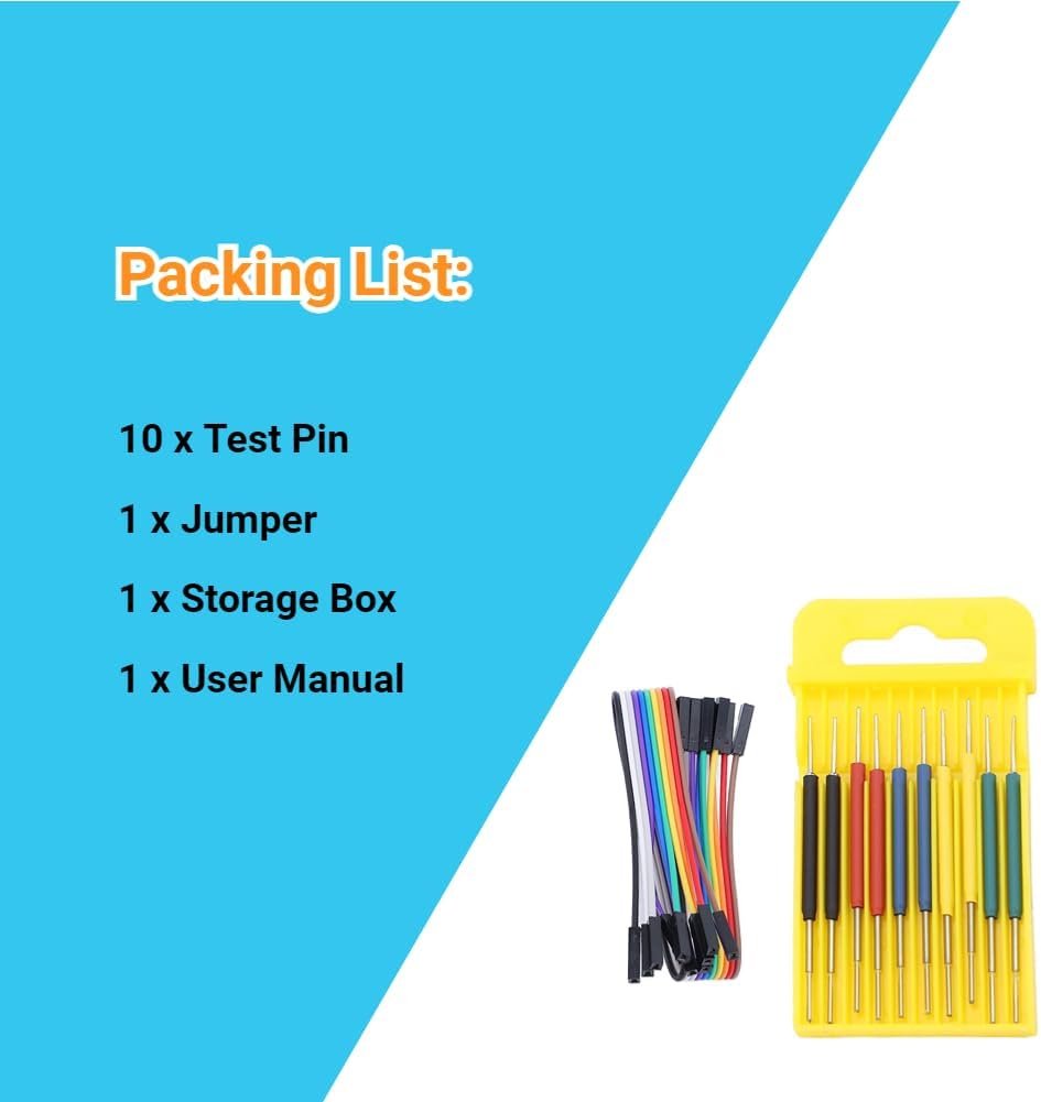 Kadimendium 10Pcs Mini Grabber SMD IC Test Hook Clips Probes Silicone Jumper Wires Leads Kit Micro IC Hook Clip for Logic Analyzer