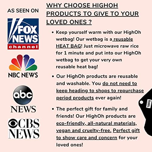 Highoh™ Period Starter Kit | Soft Washable Charcoal Bamboo Menstrual Pad | Bladder Support & Incontinence Pads | Reusable Sanitary Napkins | Six Medium Flow Pads & 1 Free Waterproof Wetbag #TOP7