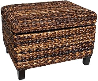 BIRDROCK HOME Woven Seagrass Storage Ottoman - with Safety Hinges