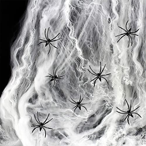MUOIVG 300g Telarañas Realistas Extra Grandes con 40 Arañas,Tela de araña para Decoraciones de Halloween o Carnaval,Realistas Falso Araña,Fácil de Usar,Decoración Adornos Fiesta Halloween