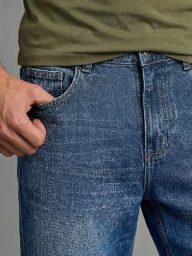 Image of Urbano Fashion Men's Relaxed Fit Washed Denim Jeans Non-Stretchable