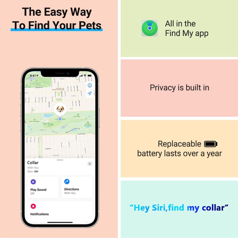 Pet Bluetooth Positioning Collar iOS Certification 365 Days Standby Reflective Waterproof, Green(L) - image 4