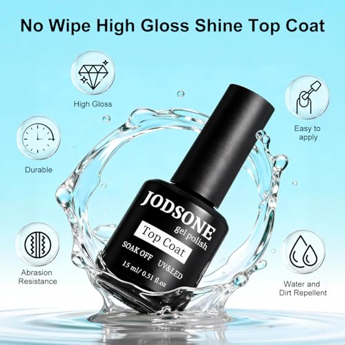 Image of JODSONE U V LED Nail Lamp with Base Coat Top Coat Set, Nail Dryer for Gel Polish for Nails with Automatic Sensor & 4 Timers