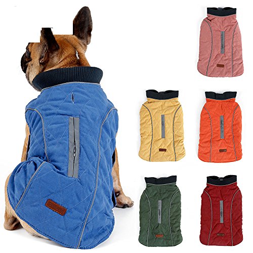 AIWOKE ペット用 ?外 お散歩 冬 防風 保温 犬の服 防寒着 綿服 コート ジャケット ダウン 小型犬 中型犬 服 大型犬 暖かい (XXXL 76cm-90cm, 青)
