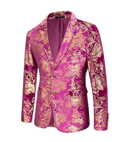 Men's Floral Pattern Tuxedo Blazer Long Sleeve Formal Slim Fit 1 Button Suit Jacket for Party Wedding2