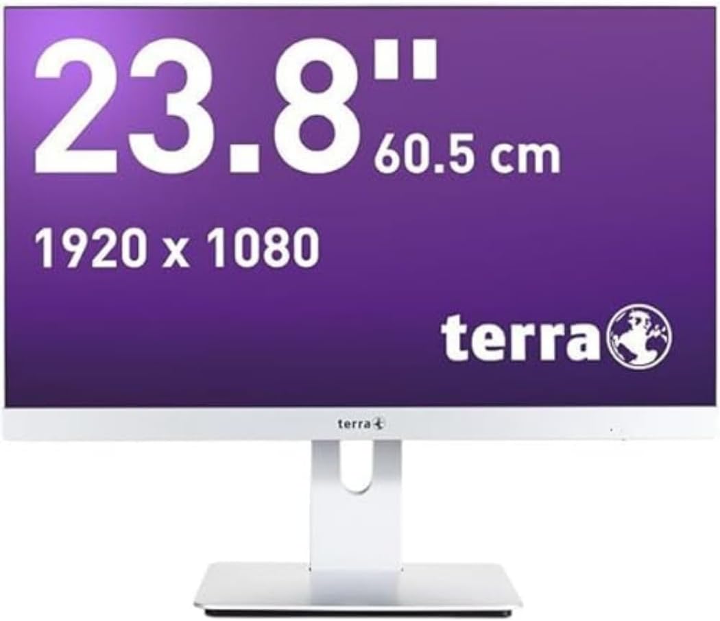 Front view of the Terra Greenline 2405HA All-in-One PC, displaying a 23.8-inch screen with 1920x1080 resolution and the Terra logo.