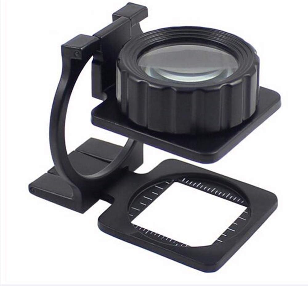 15x Linen Test Three Folding Magnifying Glass Portable Zinc Alloy Magnifierwith for Textile Jewelry Collection Repair, Black (A)