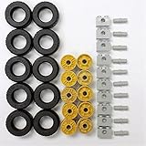 LEGO Parts and Pieces: Gold Wheel, Black Tire, and Light Gray Axle Pack - 40 Pieces