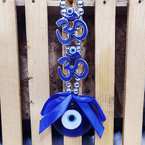 Image of Evil Eye Om Wall Hanging Decoration for Protection & Positivity | Nazar Battu for Home Entrance | Aesthetic Home Decor & Gift Item | Car Dashboard Accessories
