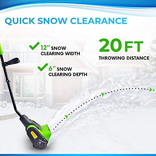 Project One Electric Snow Thrower Wire Corded 9 Amp 120 Volt, Snow Shovel 13\" Width, 450 LBS/Minute