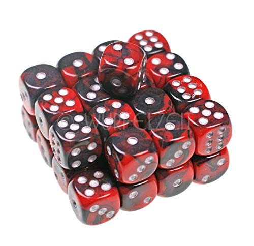 Würfelzeit 7902 - Würfel w6 12 mm Combatt schwarz-rot m/Silber (32 Augenwürfel in Klarsichtbox) Cover