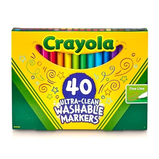 Crayola Ultra Clean Washable Markers, Fine Line Marker Set, Gift for Kids, 40 Count