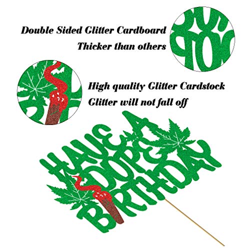 Vivicraft Have a Dope Birthday Cake Topper, Marijuana Birthday Cake Topper, Glitter Green Leaf Birthday Cake Topper for Cannabis Cake Decoration, Marijuana Party Decorations Decor (6.81’’ x 4.37’’) 3 Vivicraft Have a Dope Birthday Cake Topper, Marijuana Birthday Cake Topper, Glitter Green Leaf Birthday Cake Topper for Cannabis Cake Decoration, Marijuana Party Decorations Decor (6.81’’ x 4.37’’) - Image 4