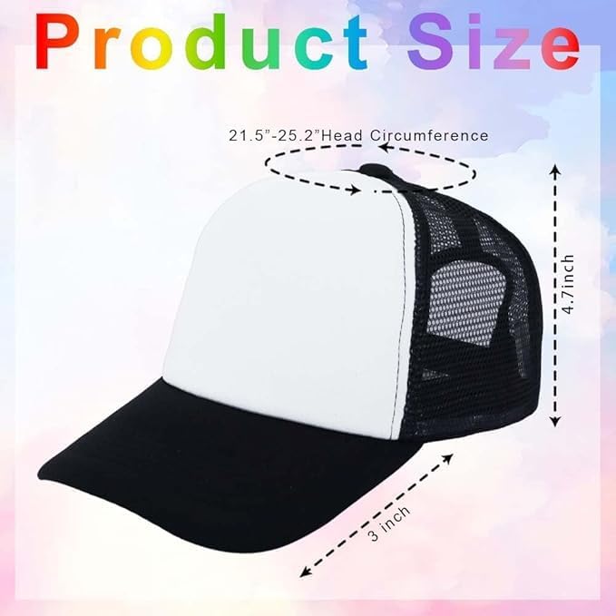ZH 12 Pcs Sublimation Trucker Hats Blank Mesh Baseball Cap Polyester Bulk Mesh Trucker Hat for Men and Women - Image 3