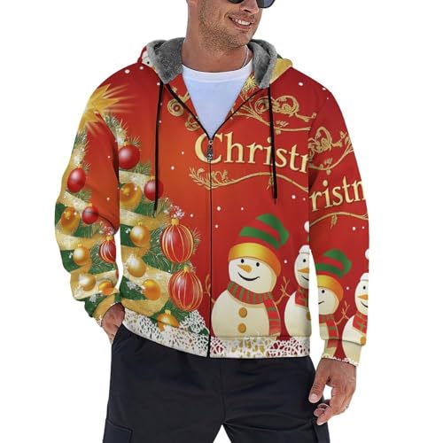 Sweat à capuche zippé pour homme avec doublure polaire chaude d'hiver