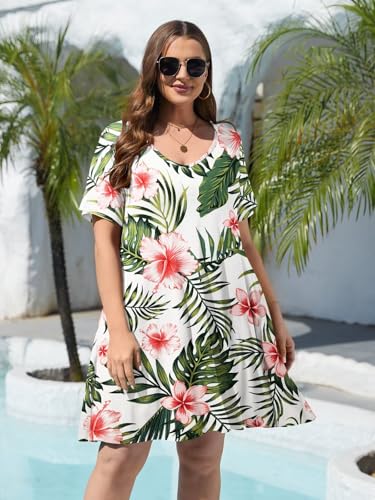 Image of BELAROI Women Casual Summer Dresses Loose Tshirt Beach Sundress V Neck Plus Size Swing Tunic Pockets