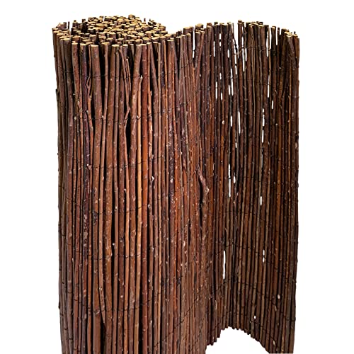 NOOR Weidenmatte Premium 0,9 x 4,5m I Natürliche Weiden-Sichtschutzmatte mit verwobenem, verzinktem Draht für hohe Stabilität I Terrassen- und Balkon-Windschutz