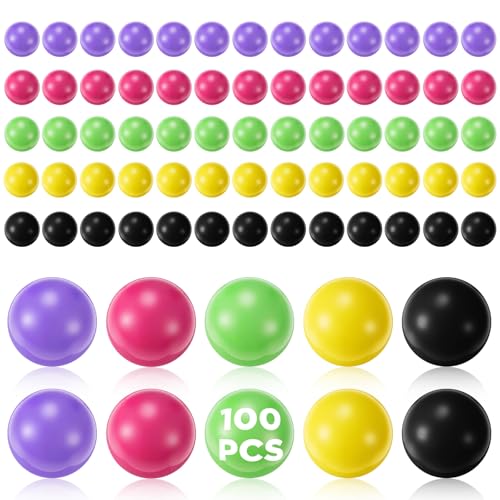Silipull 68 Cal / 50 Cal Solid Nylon Balls, Reusable 68 Caliber Plastic Ammo Projectiles Hard Paintball for Defense Target Shooting Practice, Self Defense(0.68 Inch,Neon,100 Pcs)