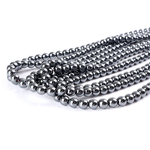Mallofusa Well Polished Artificial Hematite 4MM Natural Gemstone Beads Loose Beads for Bracelet Jewelry Making - Thumbnail 3