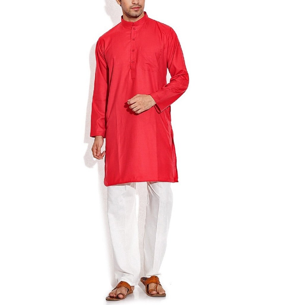 Pijama de estilo étnico para hombre Kurta transpirable de algodón 3