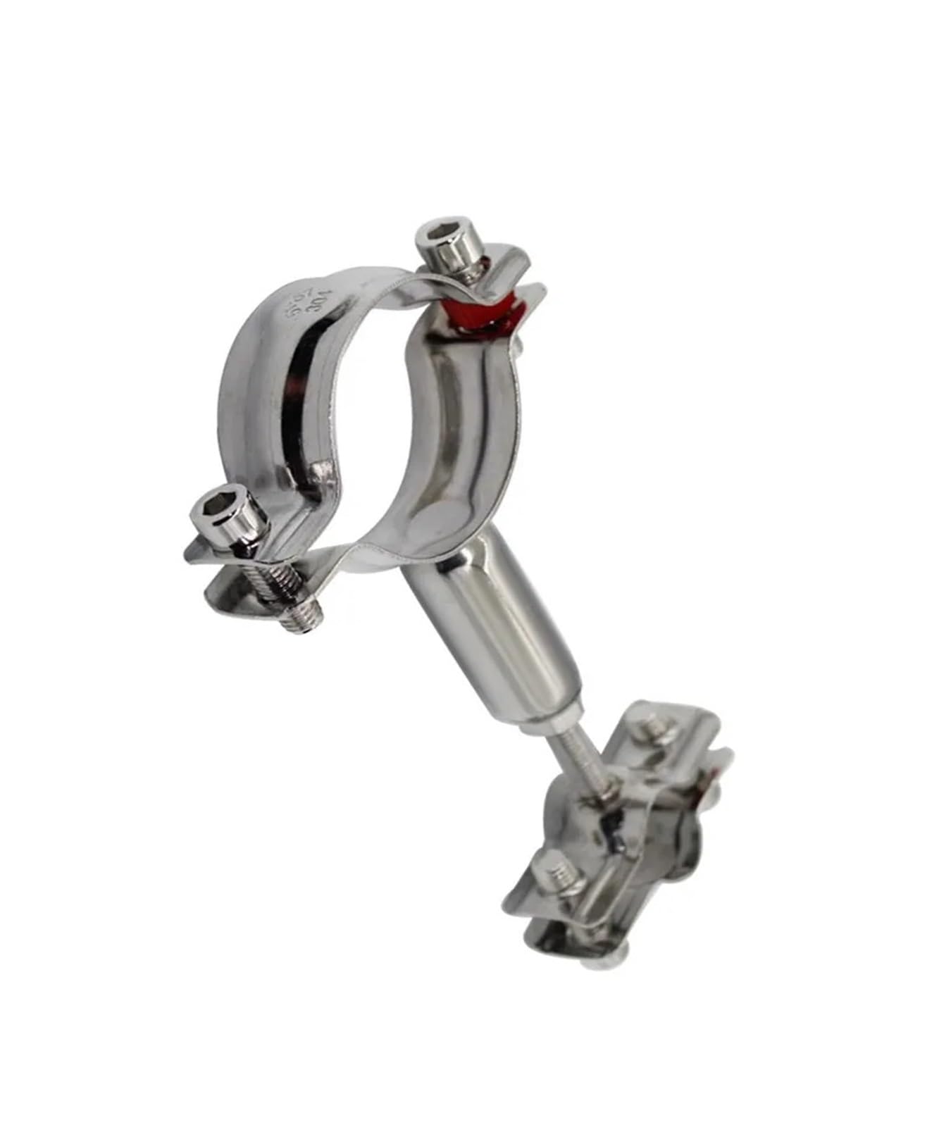 Supporto a doppia testa regolabile in acciaio inossidabile 304 | Pinza di supporto a doppia testa regolabile, lunghezza barra 55-100mm, adatta a tubi di diametro esterno 8-65mm(60-65mm)