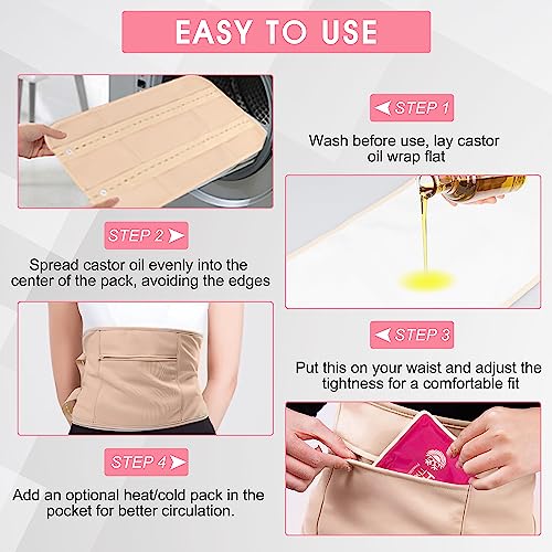 Castor Oil Pack Wrap, Reusable Organic Cotton Castor Oil Wrap Waist And Neck ，Set For Different Body Shapes With Adjustable Straps For Liver, Stomach, Constipation, Machine Washable #TOP3