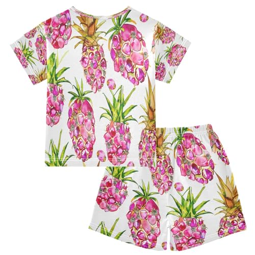 senya Short Sleeve Pajamas Sets Summer Cotton Sleepwear Strawberries Pink Gems2