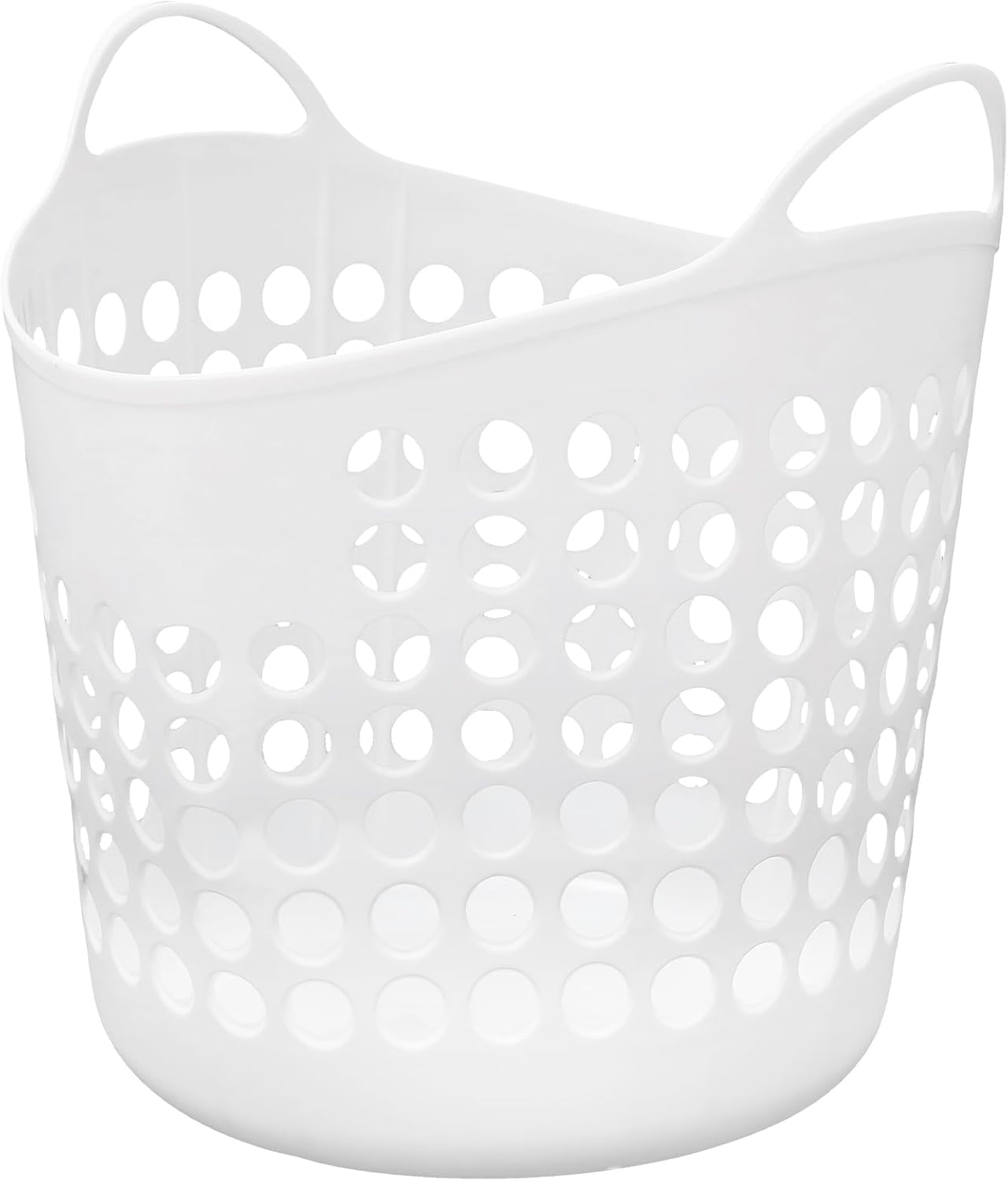 Plastic Laundry Basket for Clothes Storage - Breathable Ventilated Design, 17.75" X 17.25" X 26", Easy Carry Handles, Ideal for Home Organization