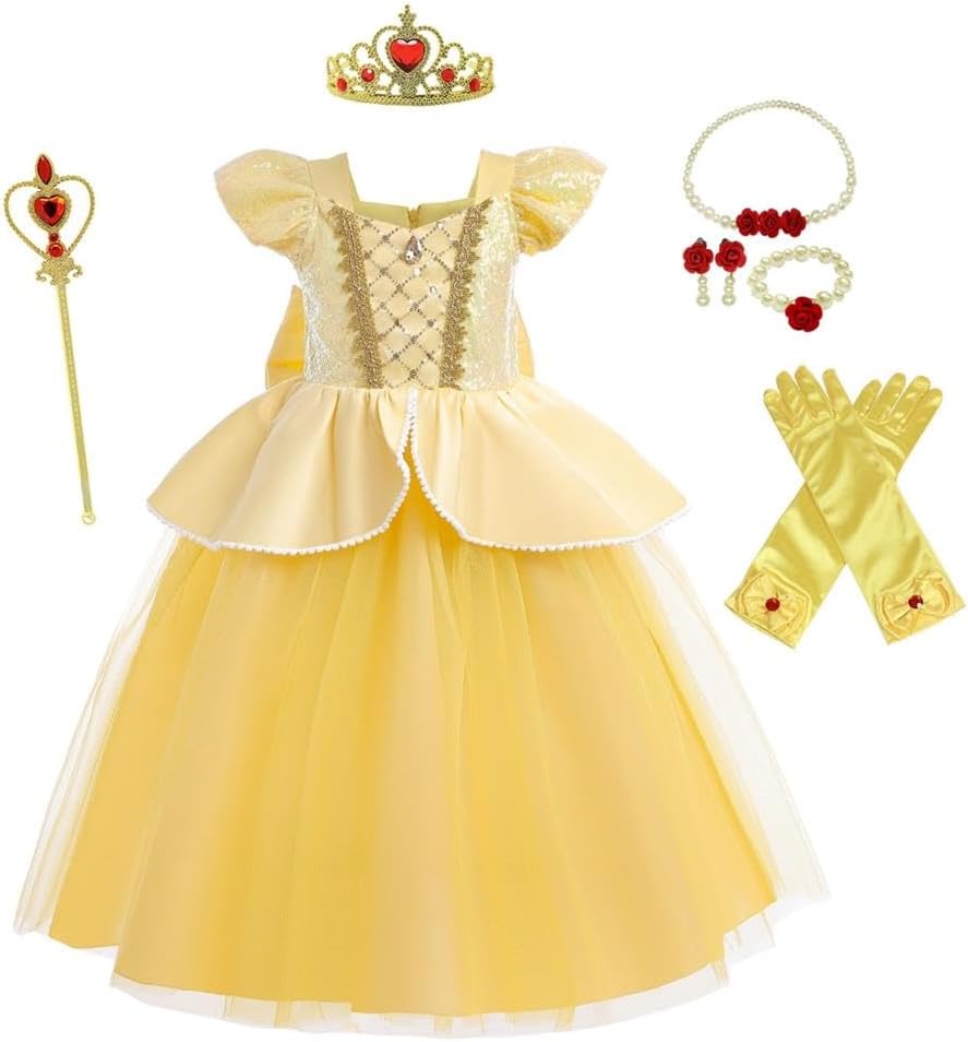 Dressy Daisy Toddler Little Girls Princess Fancy Dress Halloween Costume Birthday Party Gown with Accessories Size 2T to 10