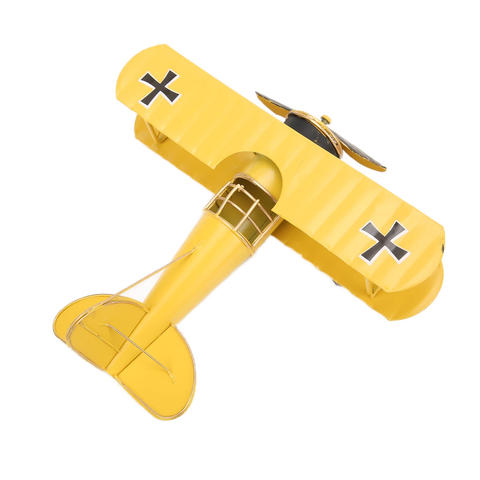 Wrought Iron Plane, Stable Structure Delicate Vintage Retro Airplane Model for Aircraft Enthusiasts for Home Decoration for Cafe Ornament(Yellow)