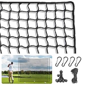 ORIENGEAR 10x10ft/10x15ft/10x20ft Golf Practice Hitting Polyester Net with Rope and Buckle, Driving Nets for Golf, Hockey, Baseball and More Sports, Suitable for Backyard, Garden and Indoor Use