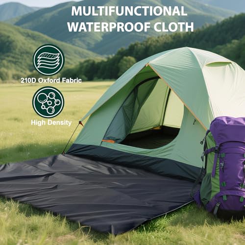 KRUI Tent Footprint, PU 2000 Waterproof Camping Tarp, Durable Tent Floor Saver for Hiking, Backpacking, Hammock, Beach and Picnic, Suitable for 2 People - Thumbnail 5