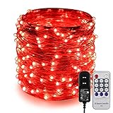 ER CHEN LED String Lights Plug in, 66Ft/20M 200 LED Silver Coated Copper Wire Starry Lights Outdoor/Indoor Decorative Fairy Lights for Bedroom, Patio, Garden, Party, Christmas Tree (Red)