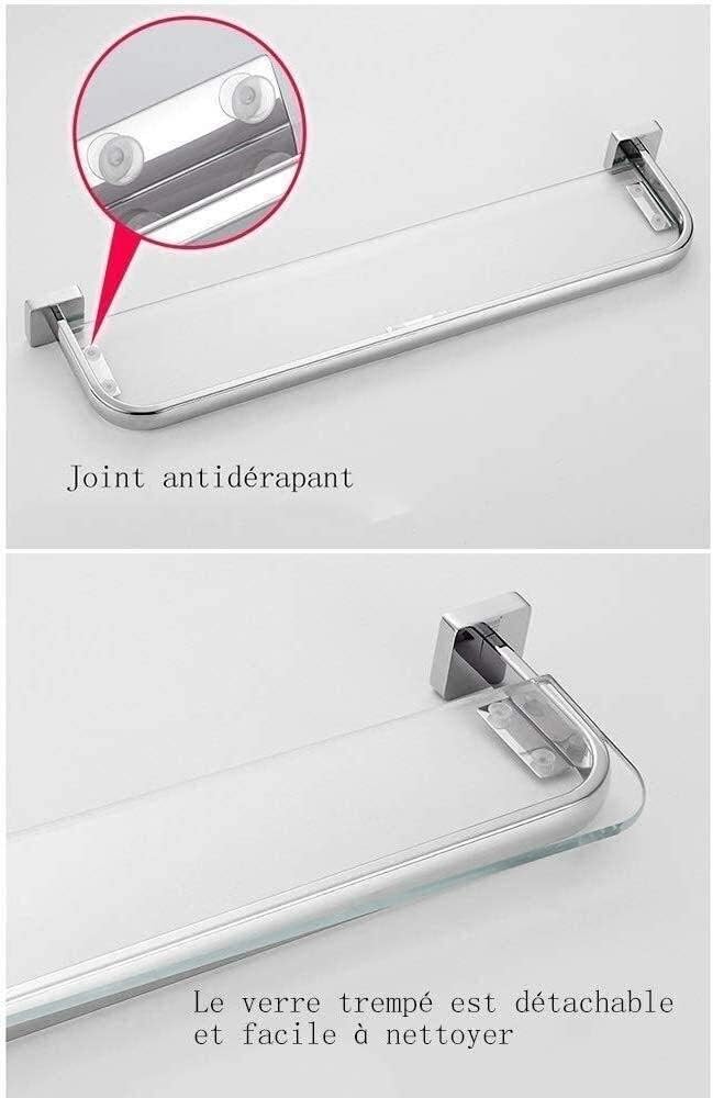 Bathroom Shelf 304 Stainless Steel Perforated Bathroom Glass Shelf Glass Bathroom Shelf Bathroom Wall Shelf (Size : 33cm) ()