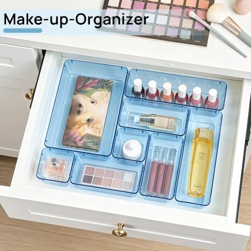 Image of Vtopmart 25 PCS Plastic Drawer Organizers Set, 4-Size Versatile Bathroom and Vanity Drawer Organizer Trays, Storage Bins for Makeup, Bedroom, Kitchen Gadgets Utensils and Office