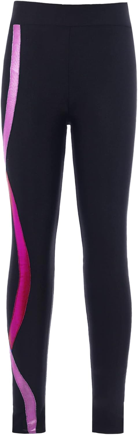 Aislor Kids Ice Figure Skating Skinny Pants Girls Boys Practice Leggings Teens Active Dance Running Yoga Tights Trousers