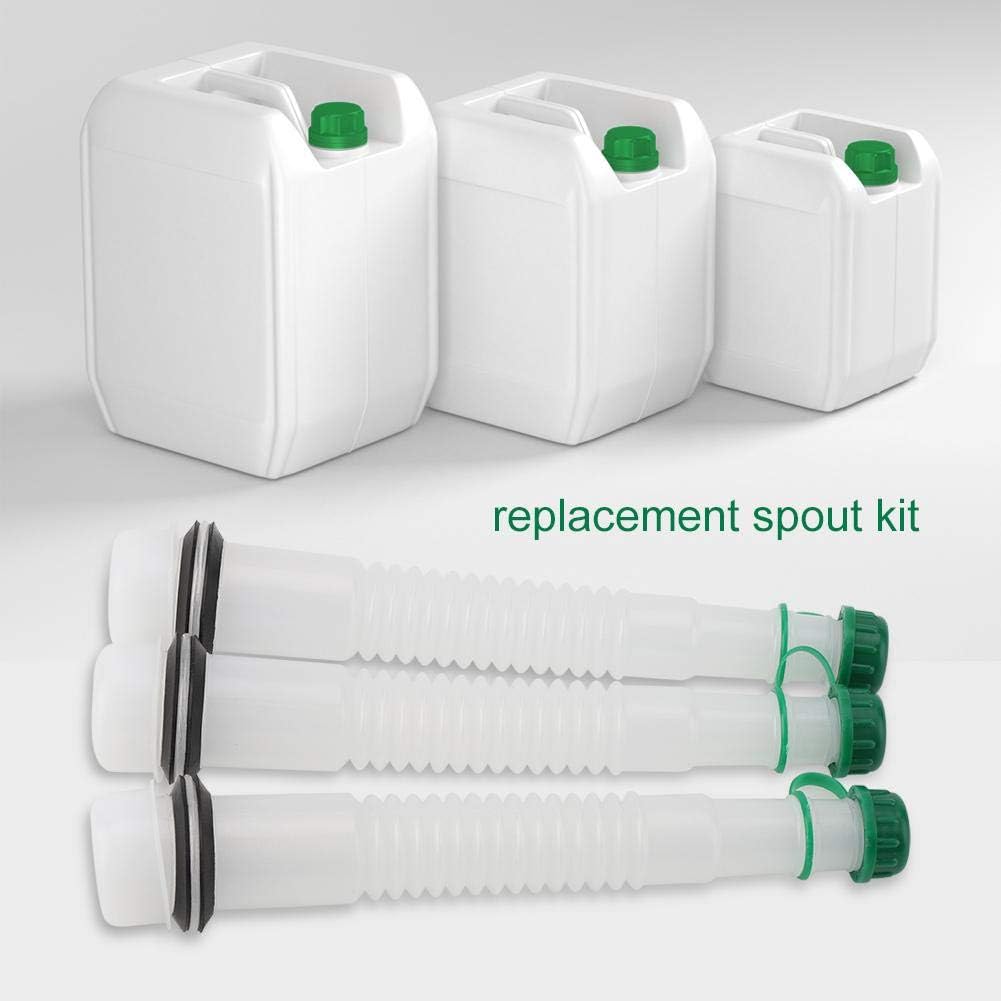3 Sets Universal Gas Can Spout Replacement Fuel Can Spout Kit Garden Industrial Machinery Car Refuel Tool with Rubber Gasket, Spout hat, Spout Stopper hat, Vent hat(5L)