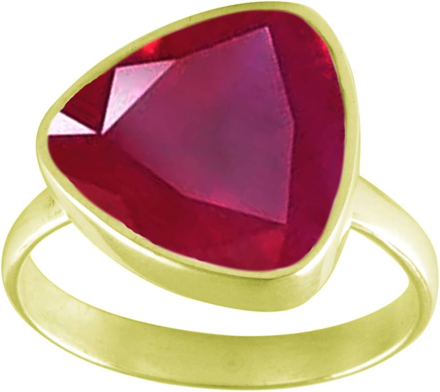 Choose Your Natural Gemstone Ring Trillion Shape 18k Gold Plated Faceted Birthstones Jewellery