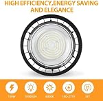 LED High Bay Light, Industrial, 150W, 6000K Daylight, 1pack | 19500LM, AC100-277V, Energy Efficient Warehouse Shop Lighting Fixture, Geometric Design, UFO Light