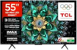 TCL 139 cm (55 Inches) 4K UHD Smart QD-Mini LED Google TV | 144Hz Refresh Rate | 3GB RAM | 46W Onkyo 2.1 | Upt
