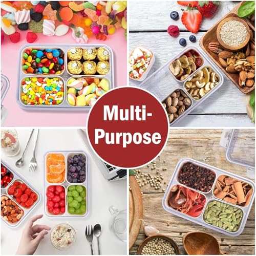 Image of 4-Compartment Spice Storage Container, Airtight Seasoning Box with Clear Lid & Locking Clips, Kitchen Condiment Organizer for Dried Herbs, Spices & Snacks