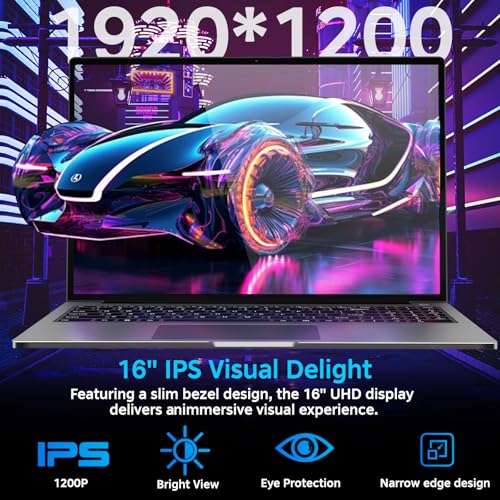HUQPPQ 16 Inch Gaming Laptop Core i3 (Up to 3.2GHz) 16GB RAM 512GB SSD Expandable to 1TB Win11 Laptops | FHD 1920×1200 Display | Type-C | Long-Lasting Battery | Includes Mouse & Keyboard Film-Gray - Image 5