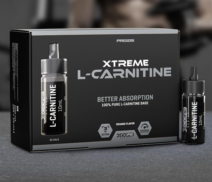 Prozis Xtreme L-Carnitine, 20 Fiale - 60 dosi - carnitina liquida ultra concentrata. Bruciagrassi, dimagrante Assorbimento rapido (20 fiale, tropicale)