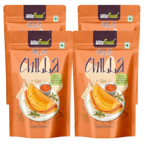WiseMeal Jowar Millet Chilla & Dosa Mix 800g (Pack of 4) | High Protein & Fiber Breakfast Mix | No Added Preservatives | Ready to Cook Sorghum Pancake Batter | Healthy Instant Meal
