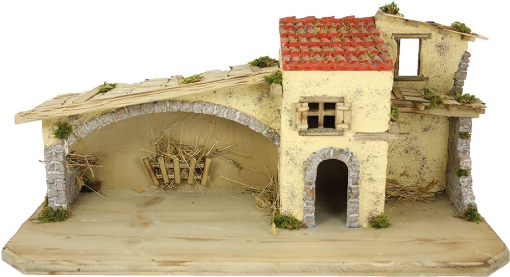 FADEDA Stall Schwand/Höhe:32 cm/handbemalt/detailgetreue Krippen Figuren - Weihnachten Tisch Dekoration Krippe Zubehör