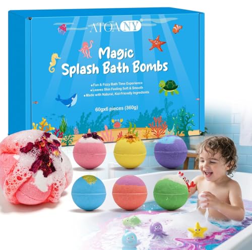 2026 Neu Badebombe Kinder Bath Bombs for Kids Bath Bomb Gift Set Geburtstagsgeschenk für Mädchen und Jungen Ocean Toy Bath Salt Ball für Kindertag (Ocean 6PCS)